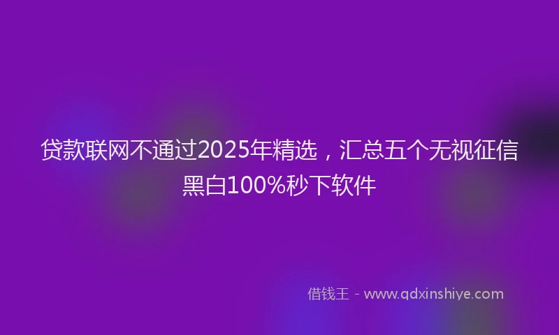 贷款联网不通过2025年精选，汇总五个无视征信黑白100%秒下软件