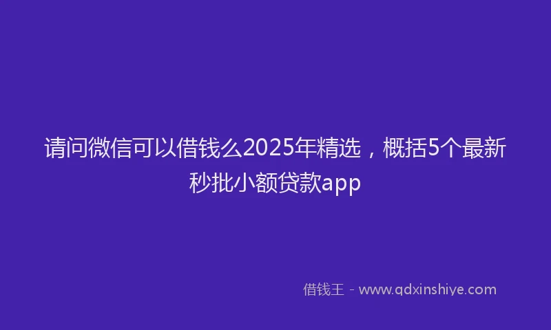 请问微信可以借钱么2025年精选，概括5个最新秒批小额贷款app