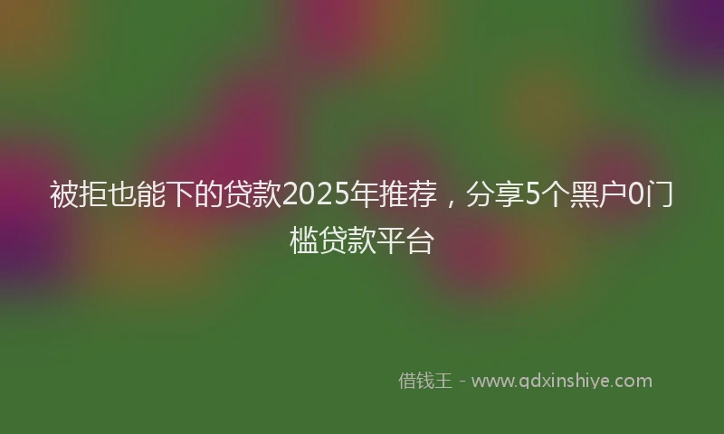 被拒也能下的贷款2025年推荐，分享5个黑户0门槛贷款平台