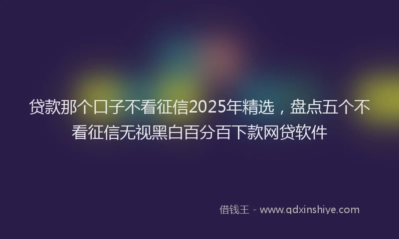 贷款那个口子不看征信2025年精选，盘点五个不看征信无视黑白百分百下款网贷软件