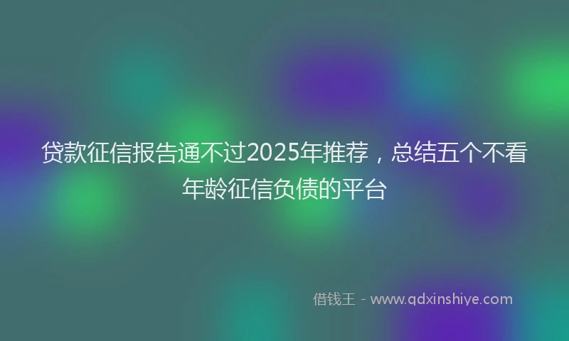 贷款征信报告通不过2025年推荐，总结五个不看年龄征信负债的平台