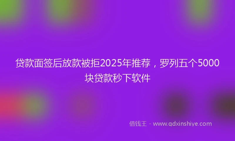 贷款面签后放款被拒2025年推荐，罗列五个5000块贷款秒下软件