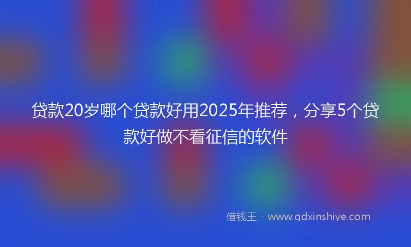 贷款20岁哪个贷款好用2025年推荐，分享5个贷款好做不看征信的软件