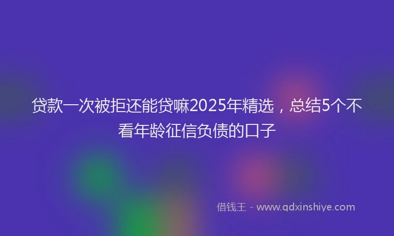 贷款一次被拒还能贷嘛2025年精选，总结5个不看年龄征信负债的口子