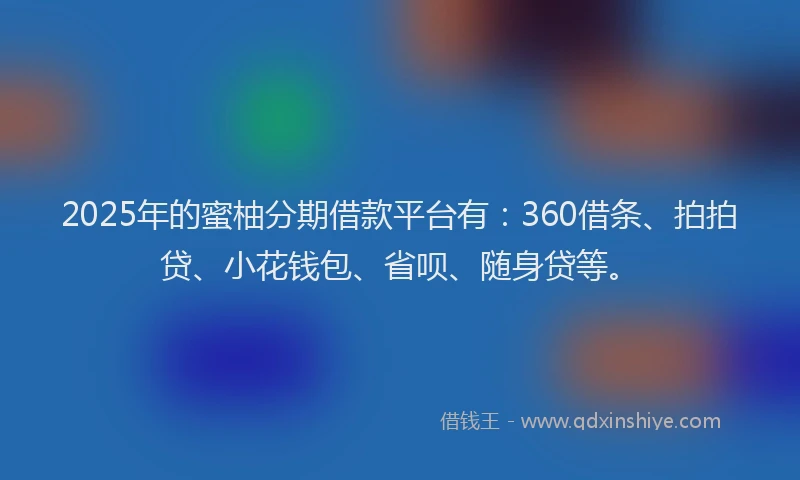 2025年的蜜柚分期借款平台有：360借条、拍拍贷、小花钱包、省呗、随身贷等。
