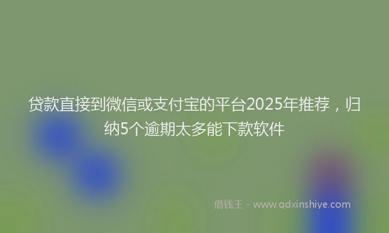贷款直接到微信或支付宝的平台2025年推荐，归纳5个逾期太多能下款软件