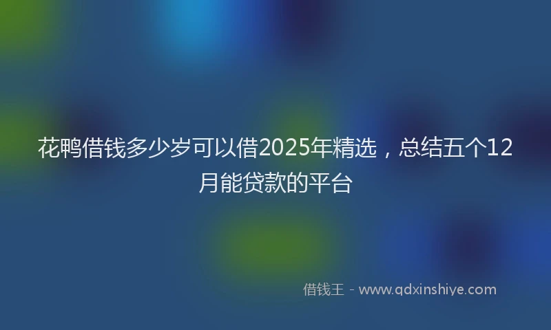 花鸭借钱多少岁可以借2025年精选，总结五个12月能贷款的平台