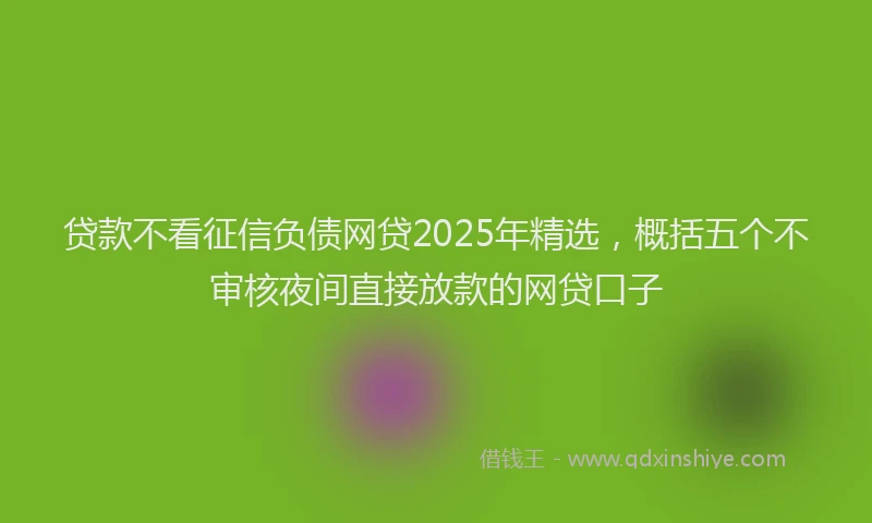 贷款不看征信负债网贷2025年精选，概括五个不审核夜间直接放款的网贷口子