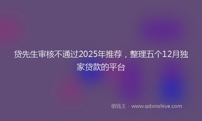贷先生审核不通过2025年推荐，整理五个12月独家贷款的平台