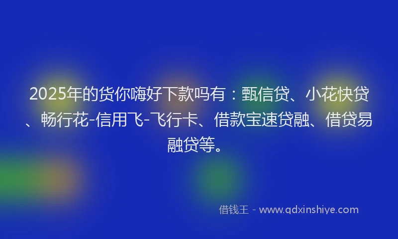 2025年的货你嗨好下款吗有：甄信贷、小花快贷、畅行花-信用飞-飞行卡、借款宝速贷融、借贷易融贷等。