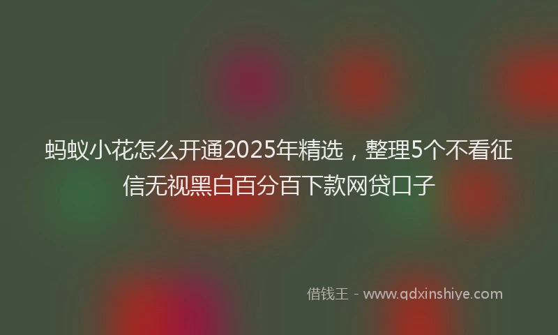 蚂蚁小花怎么开通2025年精选，整理5个不看征信无视黑白百分百下款网贷口子