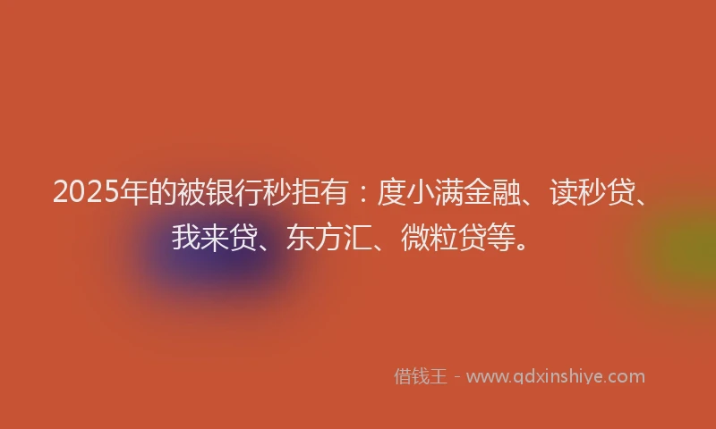 2025年的被银行秒拒有：度小满金融、读秒贷、我来贷、东方汇、微粒贷等。
