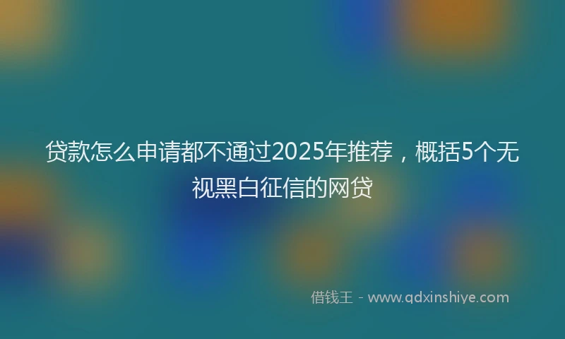 贷款怎么申请都不通过2025年推荐，概括5个无视黑白征信的网贷