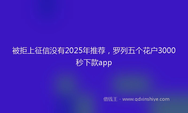 被拒上征信没有2025年推荐，罗列五个花户3000秒下款app