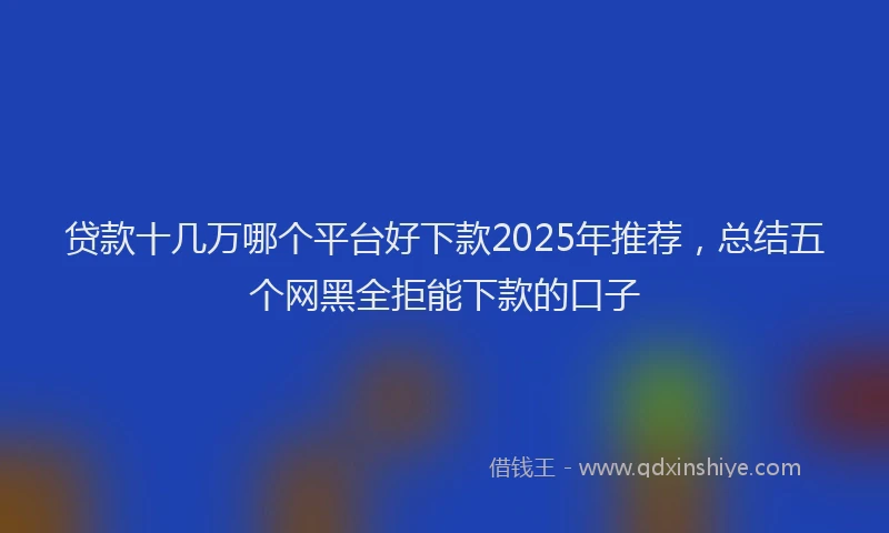 贷款十几万哪个平台好下款2025年推荐，总结五个网黑全拒能下款的口子