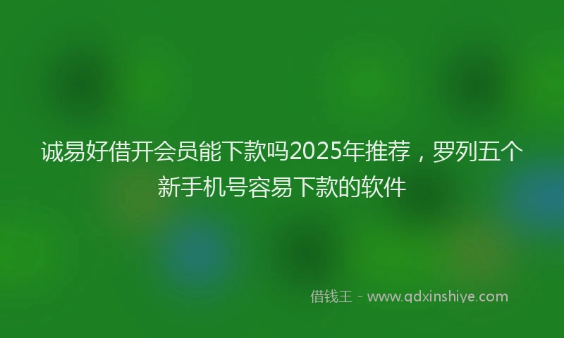 诚易好借开会员能下款吗2025年推荐，罗列五个新手机号容易下款的软件