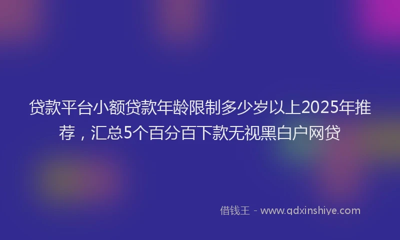 贷款平台小额贷款年龄限制多少岁以上2025年推荐，汇总5个百分百下款无视黑白户网贷
