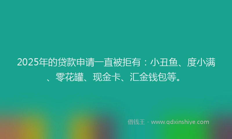 2025年的贷款申请一直被拒有：小丑鱼、度小满、零花罐、现金卡、汇金钱包等。
