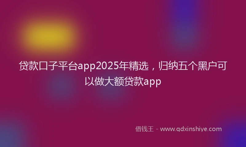 贷款口子平台app2025年精选，归纳五个黑户可以做大额贷款app