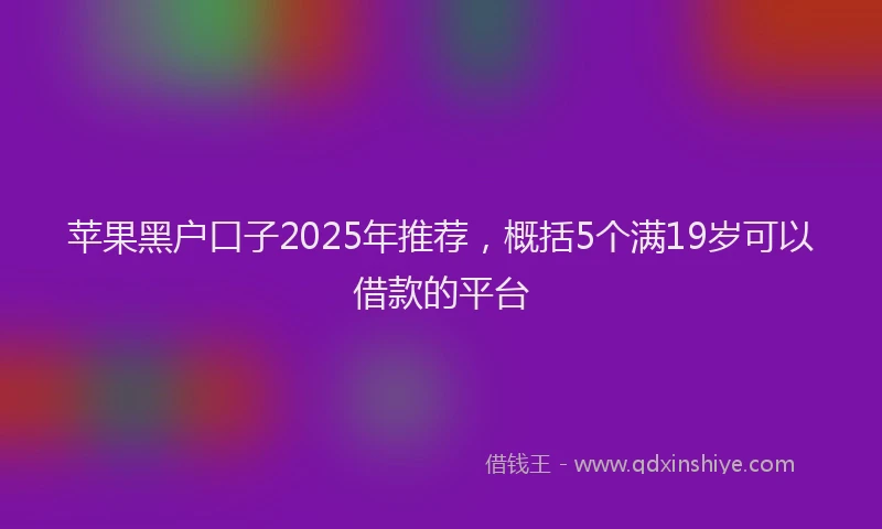 苹果黑户口子2025年推荐，概括5个满19岁可以借款的平台