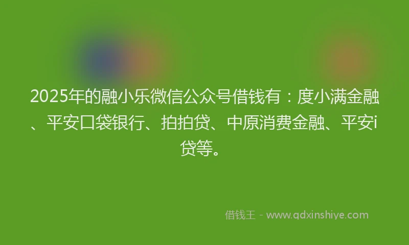 2025年的融小乐微信公众号借钱有：度小满金融、平安口袋银行、拍拍贷、中原消费金融、平安i贷等。