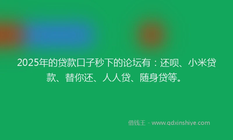 2025年的贷款口子秒下的论坛有：还呗、小米贷款、替你还、人人贷、随身贷等。
