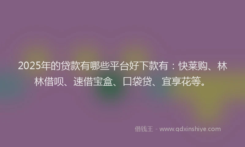 2025年的贷款有哪些平台好下款有：快莱购、林林借呗、速借宝盒、口袋贷、宜享花等。