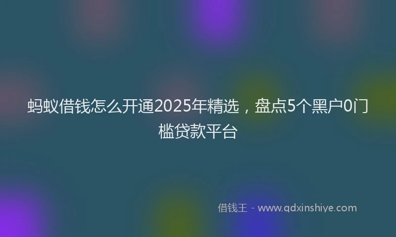蚂蚁借钱怎么开通2025年精选，盘点5个黑户0门槛贷款平台