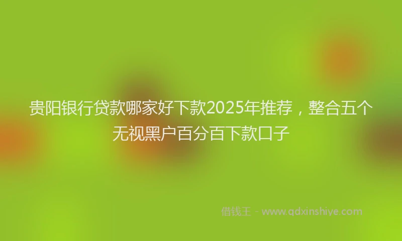 贵阳银行贷款哪家好下款2025年推荐，整合五个无视黑户百分百下款口子