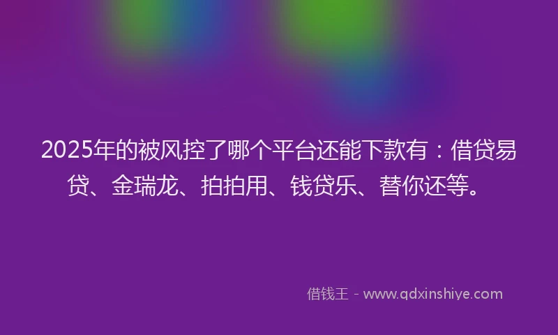 2025年的被风控了哪个平台还能下款有：借贷易贷、金瑞龙、拍拍用、钱贷乐、替你还等。