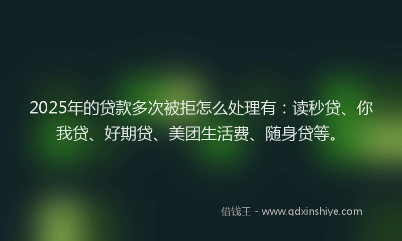 2025年的贷款多次被拒怎么处理有：读秒贷、你我贷、好期贷、美团生活费、随身贷等。