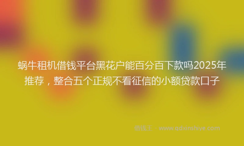蜗牛租机借钱平台黑花户能百分百下款吗2025年推荐，整合五个正规不看征信的小额贷款口子