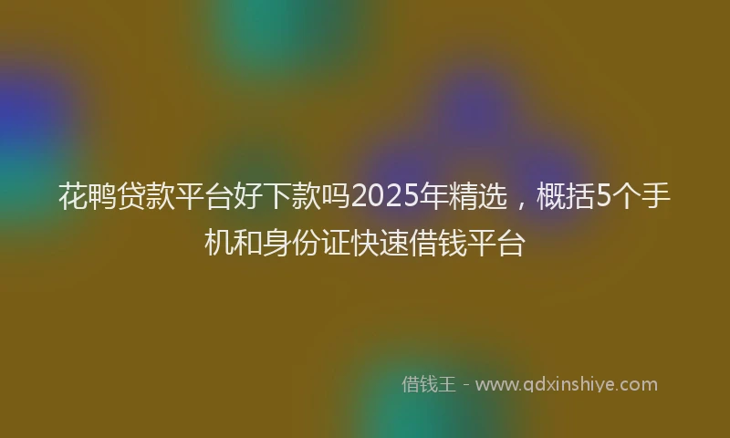花鸭贷款平台好下款吗2025年精选，概括5个手机和身份证快速借钱平台