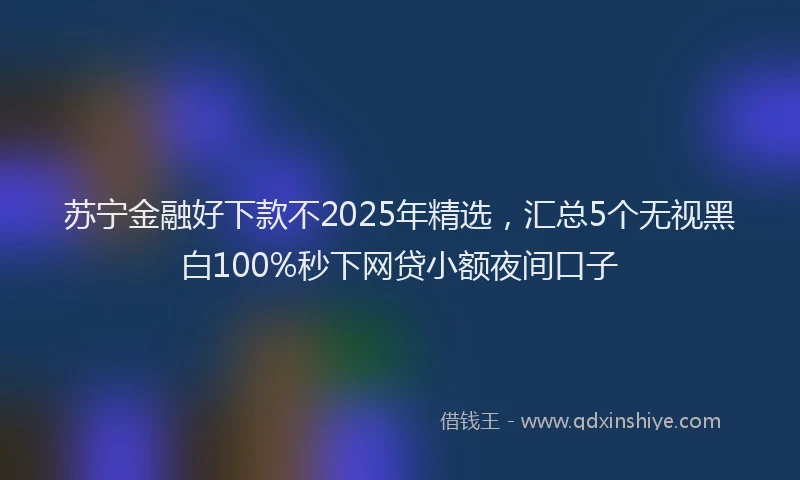 苏宁金融好下款不2025年精选，汇总5个无视黑白100%秒下网贷小额夜间口子