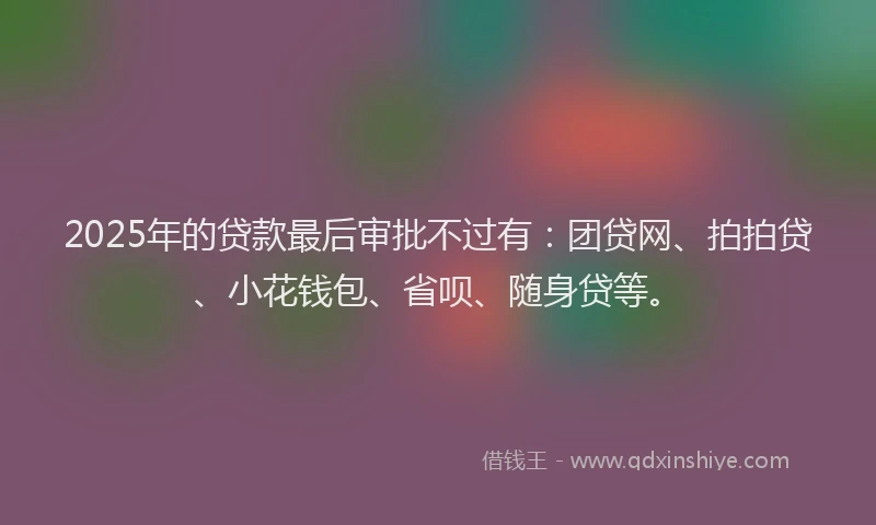 2025年的贷款最后审批不过有：团贷网、拍拍贷、小花钱包、省呗、随身贷等。