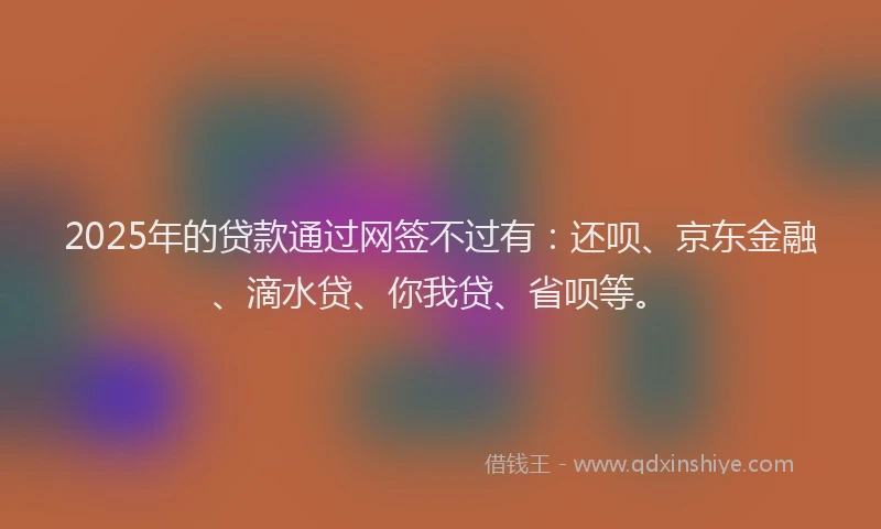 2025年的贷款通过网签不过有：还呗、京东金融、滴水贷、你我贷、省呗等。