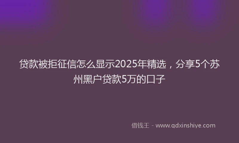 贷款被拒征信怎么显示2025年精选，分享5个苏州黑户贷款5万的口子