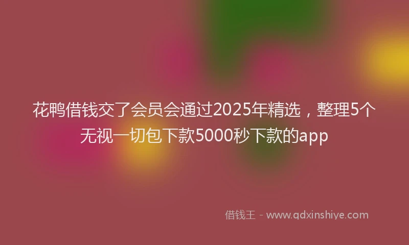花鸭借钱交了会员会通过2025年精选，整理5个无视一切包下款5000秒下款的app
