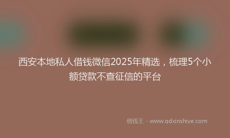 西安本地私人借钱微信2025年精选，梳理5个小额贷款不查征信的平台