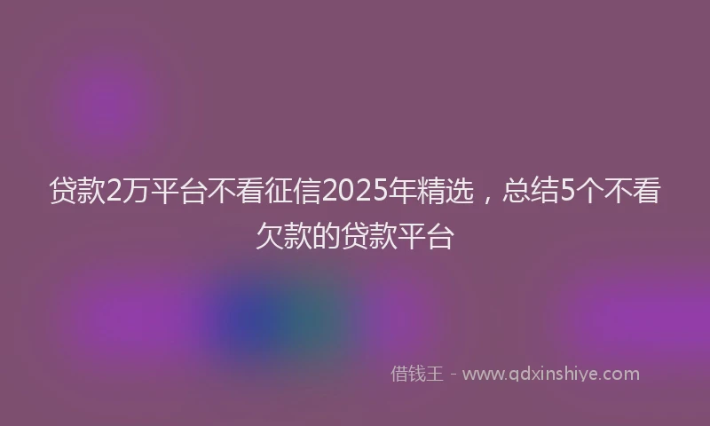 贷款2万平台不看征信2025年精选，总结5个不看欠款的贷款平台