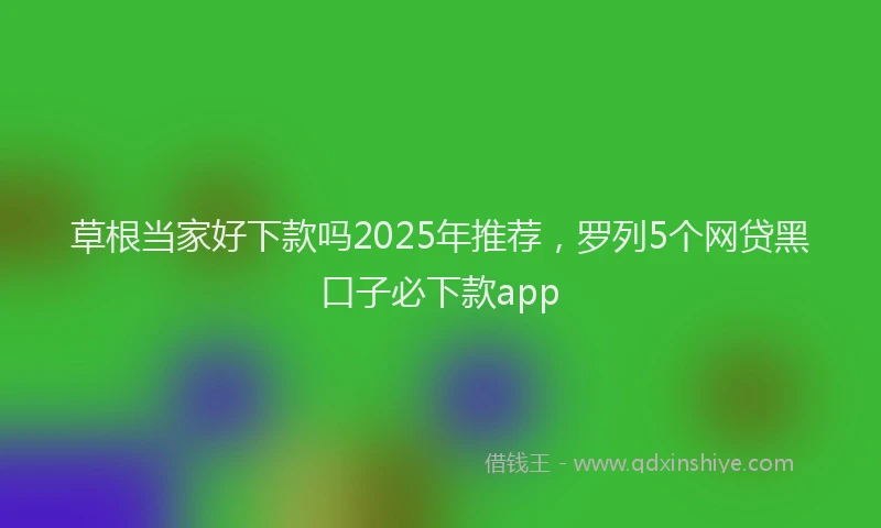 草根当家好下款吗2025年推荐，罗列5个网贷黑口子必下款app