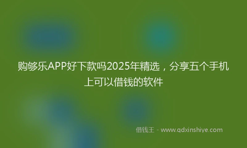 购够乐APP好下款吗2025年精选，分享五个手机上可以借钱的软件