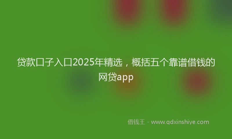 贷款口子入口2025年精选，概括五个靠谱借钱的网贷app