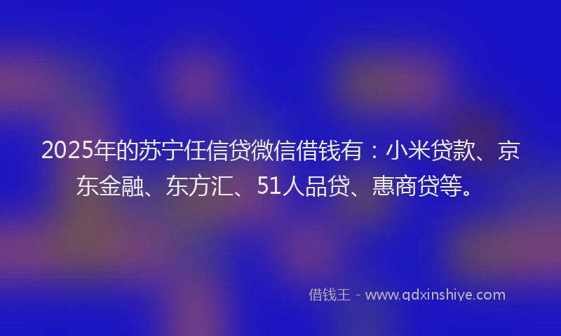 2025年的苏宁任信贷微信借钱有：小米贷款、京东金融、东方汇、51人品贷、惠商贷等。