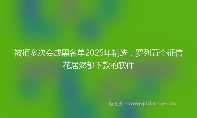 被拒多次会成黑名单2025年精选，罗列五个征信花居然都下款的软件