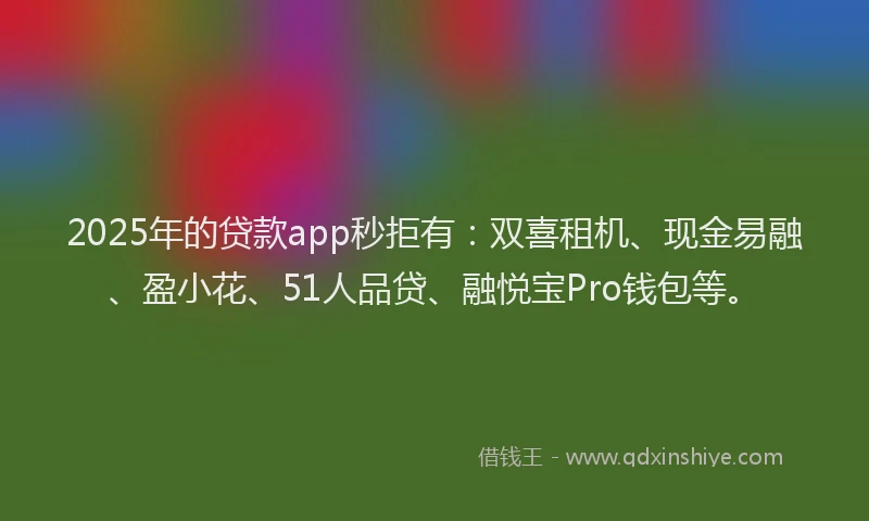 2025年的贷款app秒拒有：双喜租机、现金易融、盈小花、51人品贷、融悦宝Pro钱包等。