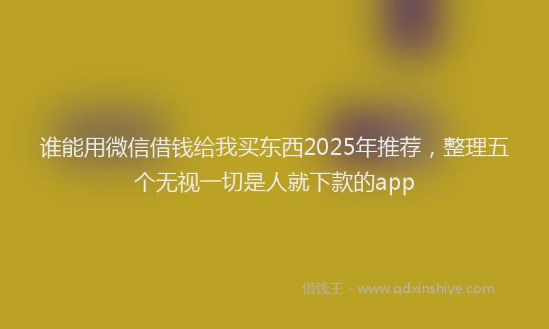 谁能用微信借钱给我买东西2025年推荐，整理五个无视一切是人就下款的app