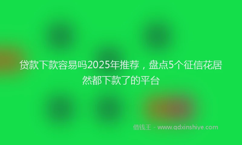 贷款下款容易吗2025年推荐，盘点5个征信花居然都下款了的平台