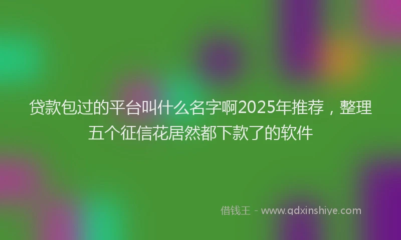 贷款包过的平台叫什么名字啊2025年推荐，整理五个征信花居然都下款了的软件
