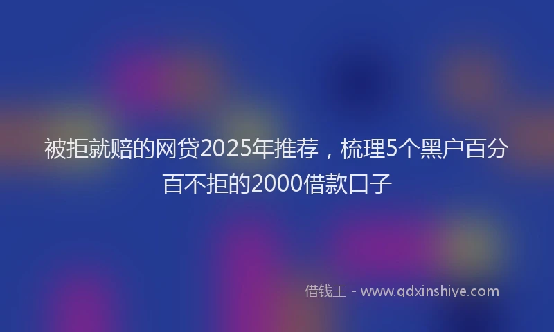 被拒就赔的网贷2025年推荐，梳理5个黑户百分百不拒的2000借款口子